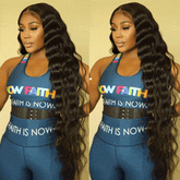 Bouncy Natural Black Deep Wave Lace Frontal Wig